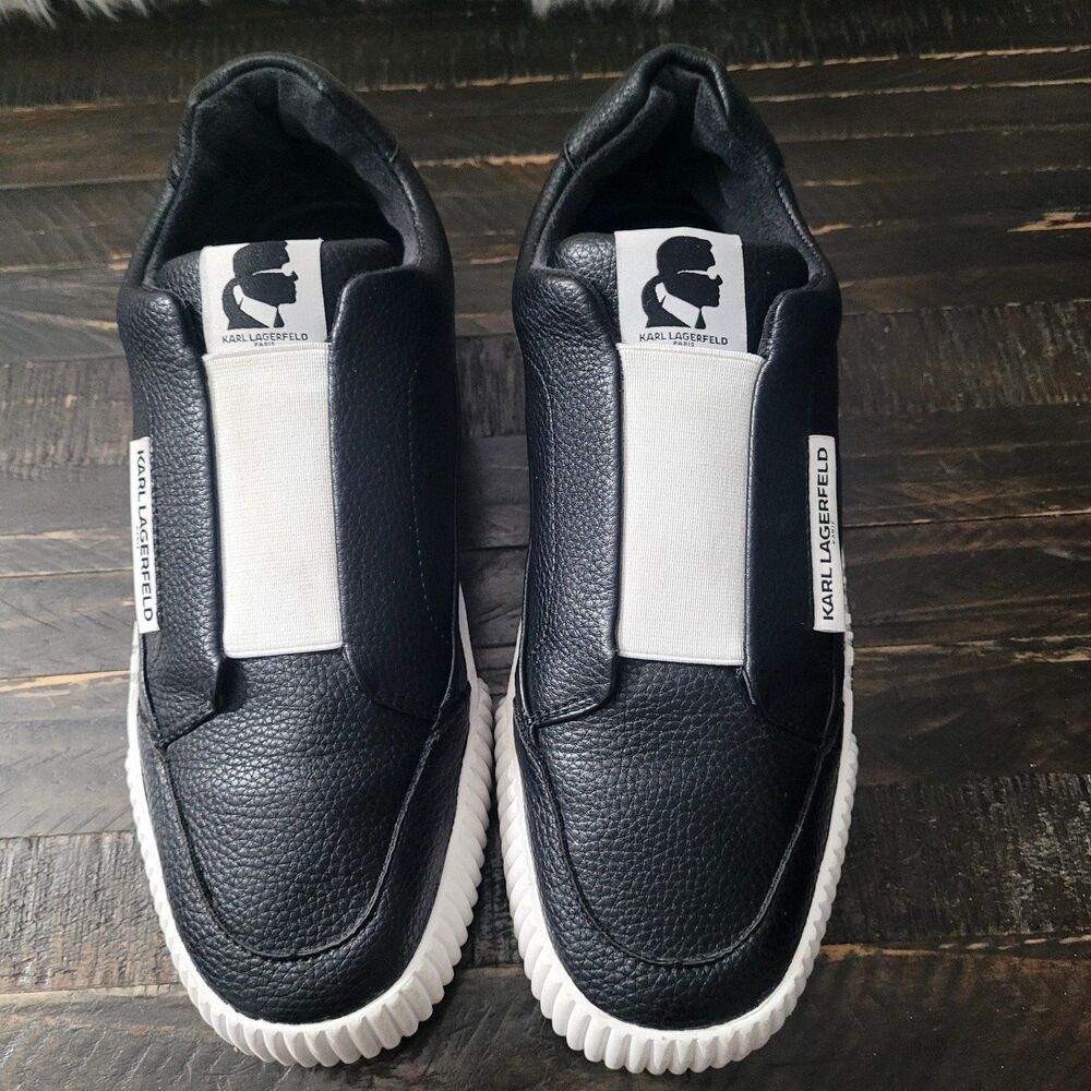 KARL LAGERFELD PARIS Leather Slip On Sneakers Women's Size 9.5